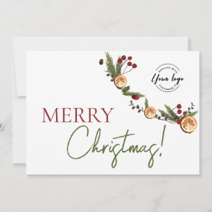 Rustic Citrus & Pine Corporate Merry Christmas Holiday Card