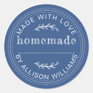 Rustic Classic Blue Homemade Baked Goods Round Sticker
