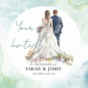 Rustic Classic Boho Floral Wedding Classic Round Sticker