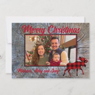 Rustic classic moose red plaid photo template