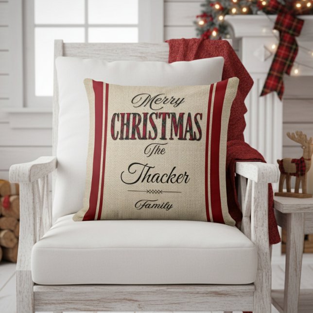 Rustic Classic Vintage Merry Christmas  Cushion (Creator Uploaded)