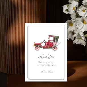 Rustic Classic Wildflower Car Vehicle Baby Shower Thank You Card