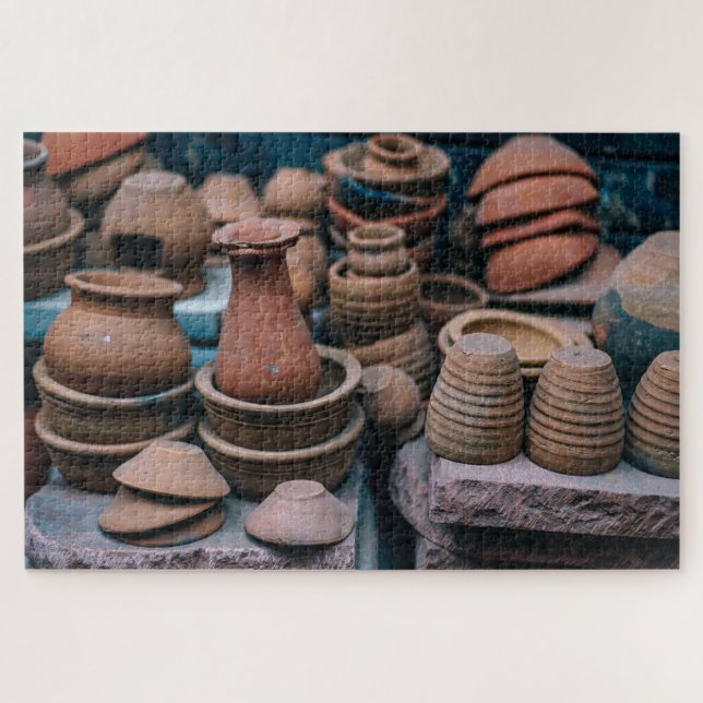 Rustic Clay Pots Vintage Pottery Jigsaw Puzzle (Horizontal)
