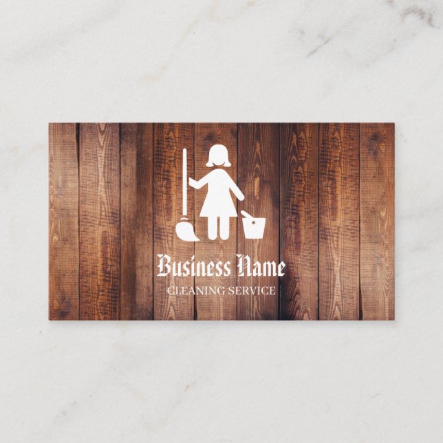 Rustic Cleaning Service Business Card Double Sided (Front)