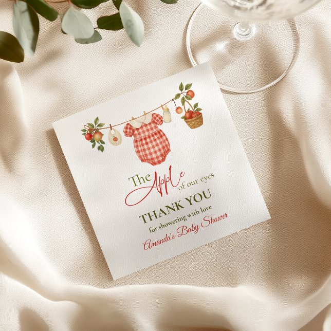 Rustic Clothesline Apple Locally Grown Baby Shower Napkin (Creator Uploaded)