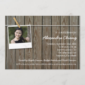 Rustic Clothesline Photo Bridal Shower Invitation