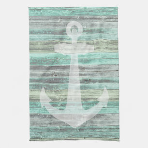 Rustic Coastal Decor Anchor Tea Towel