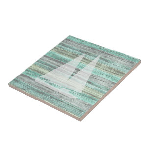 Rustic Coastal Decor Sailboat Tile