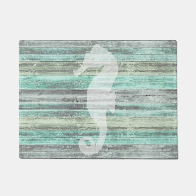 Rustic Coastal Decor Seahorse Doormat (Front)