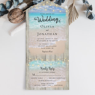 Rustic Coastal Destination Beach Wedding All In One Invitation