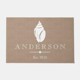 Rustic Coastal Seashell Silhouette   Custom Doormat