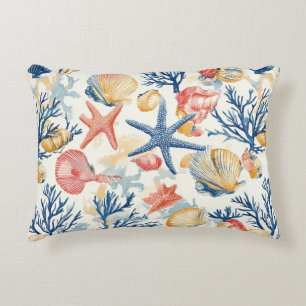 Rustic Coastal - Seashells, Starfish, Reef (10) Decorative Cushion