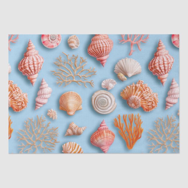 Rustic Coastal - Seashells, Starfish, Reef (15) Tissue Paper (Front)