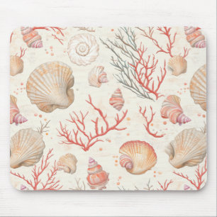Rustic Coastal - Seashells, Starfish, Reef (16) Mouse Pad