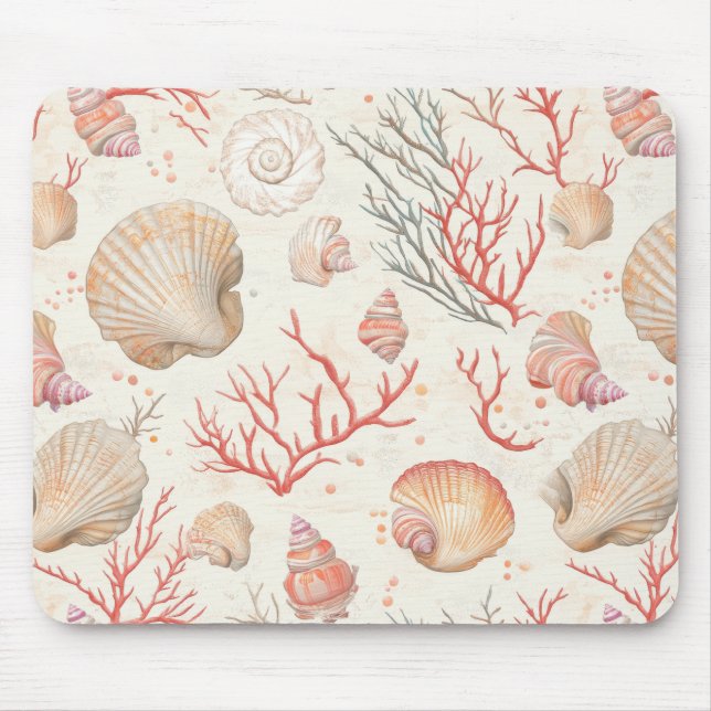 Rustic Coastal - Seashells, Starfish, Reef (16) Mouse Pad (Front)