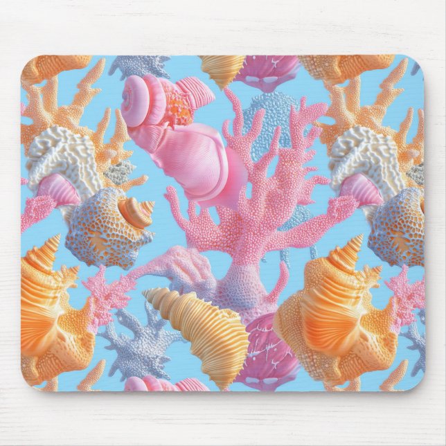 Rustic Coastal - Seashells, Starfish, Reef (18) Mouse Pad (Front)