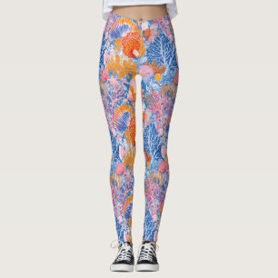 Rustic Coastal - Seashells, Starfish, Reef (19) Leggings