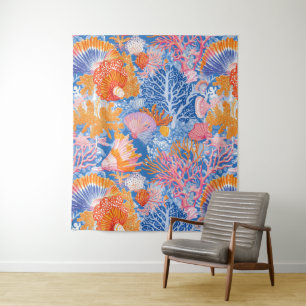 Rustic Coastal - Seashells, Starfish, Reef (19) Tapestry