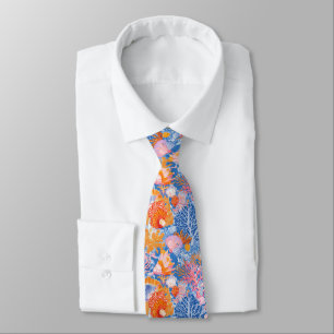 Rustic Coastal - Seashells, Starfish, Reef (19) Tie