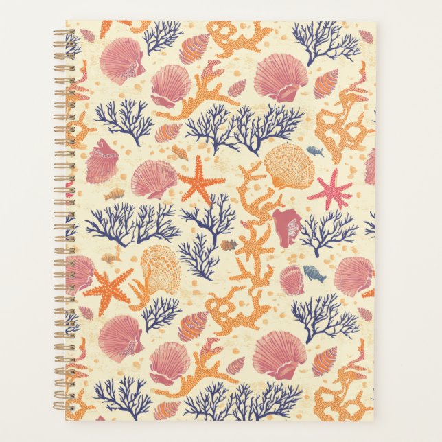 Rustic Coastal - Seashells, Starfish, Reef (1) Planner (Front)