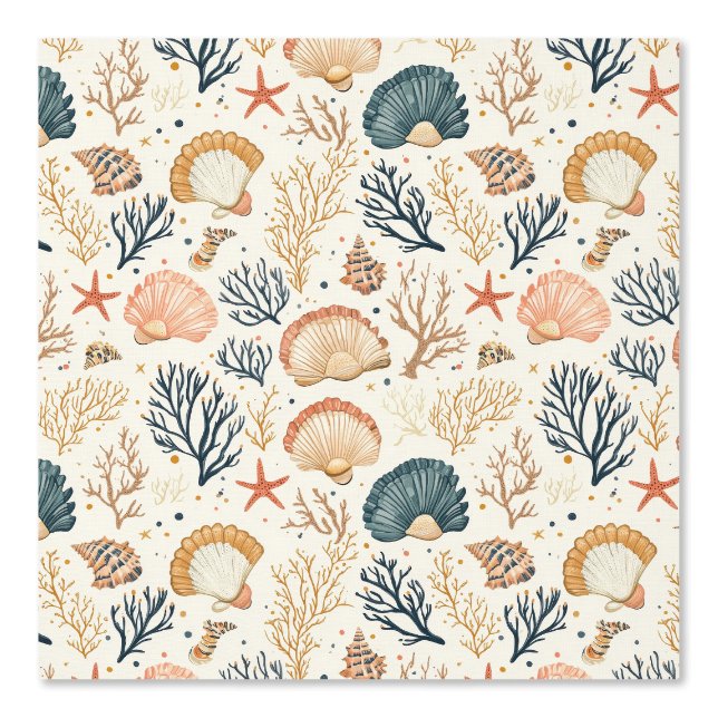 Rustic Coastal - Seashells, Starfish, Reef (24) Wallpaper (Front)