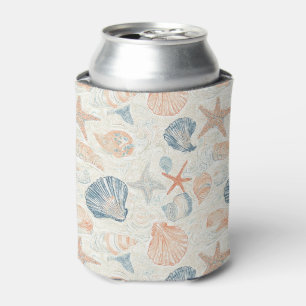Rustic Coastal - Seashells, Starfish, Reef (25) Can Cooler
