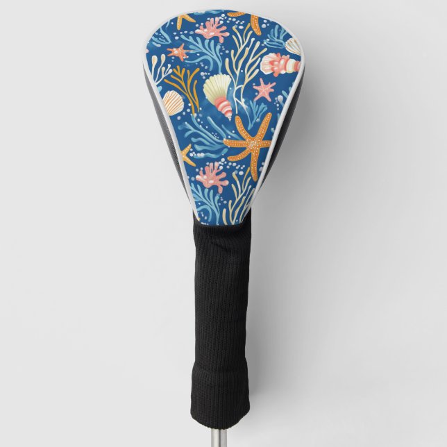 Rustic Coastal - Seashells, Starfish, Reef (26) Golf Head Cover (Front)