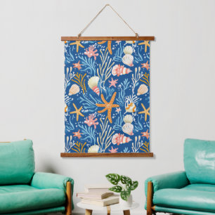 Rustic Coastal - Seashells, Starfish, Reef (26) Hanging Tapestry