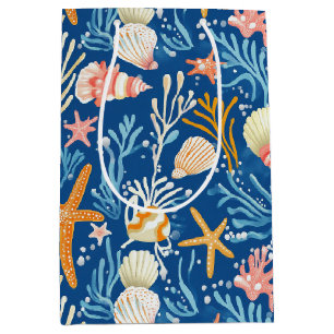Rustic Coastal - Seashells, Starfish, Reef (26) Medium Gift Bag