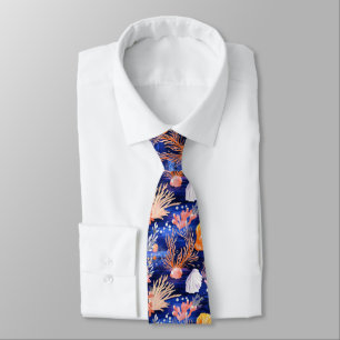 Rustic Coastal - Seashells, Starfish, Reef (27) Tie