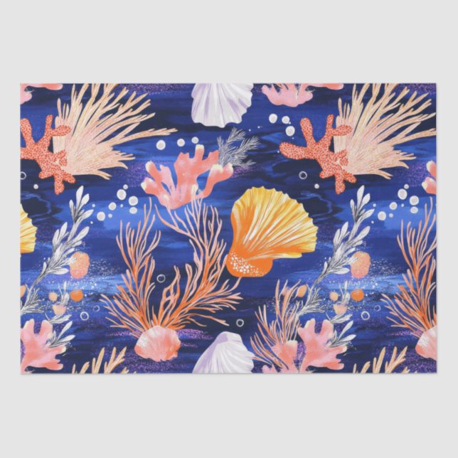 Rustic Coastal - Seashells, Starfish, Reef (27) Tissue Paper (Front)