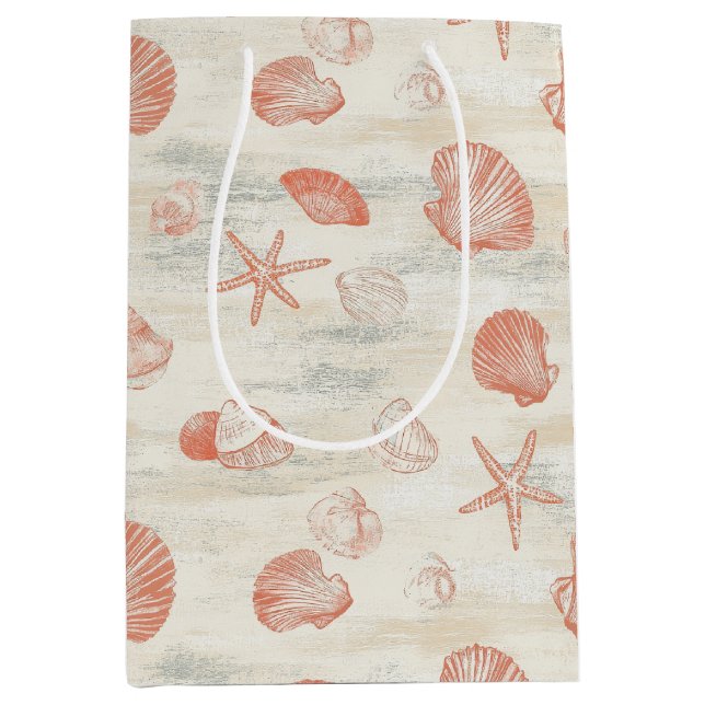 Rustic Coastal - Seashells, Starfish, Reef (29) Medium Gift Bag (Front)