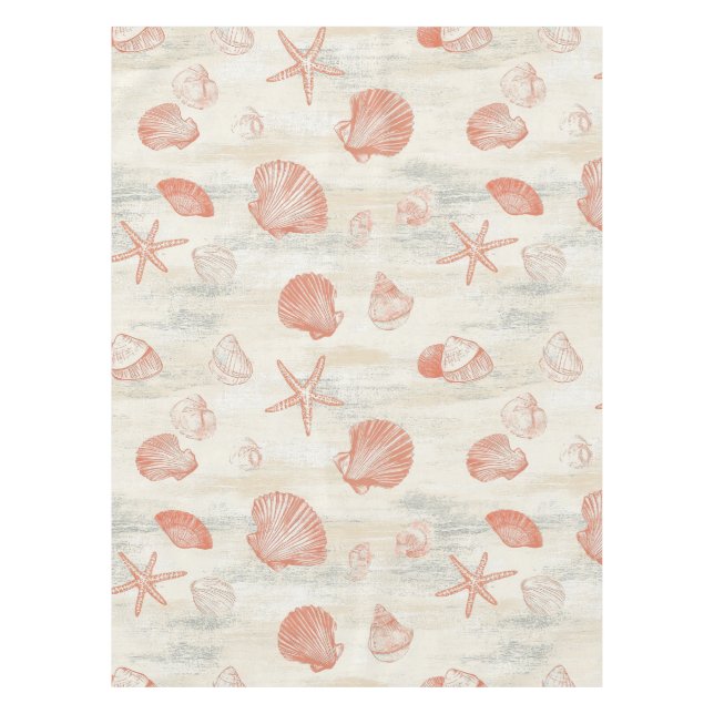 Rustic Coastal - Seashells, Starfish, Reef (29) Tablecloth (Front)