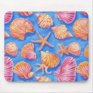 Rustic Coastal - Seashells, Starfish, Reef (30) Mouse Pad