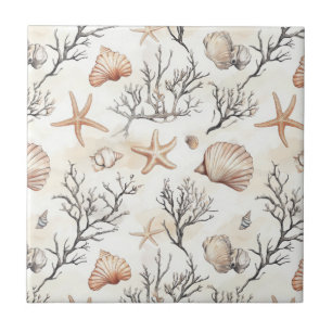 Rustic Coastal - Seashells, Starfish, Reef (31) Tile