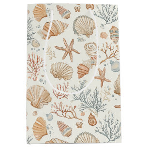 Rustic Coastal - Seashells, Starfish, Reef (32) Medium Gift Bag