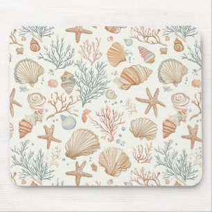 Rustic Coastal - Seashells, Starfish, Reef (32) Mouse Pad