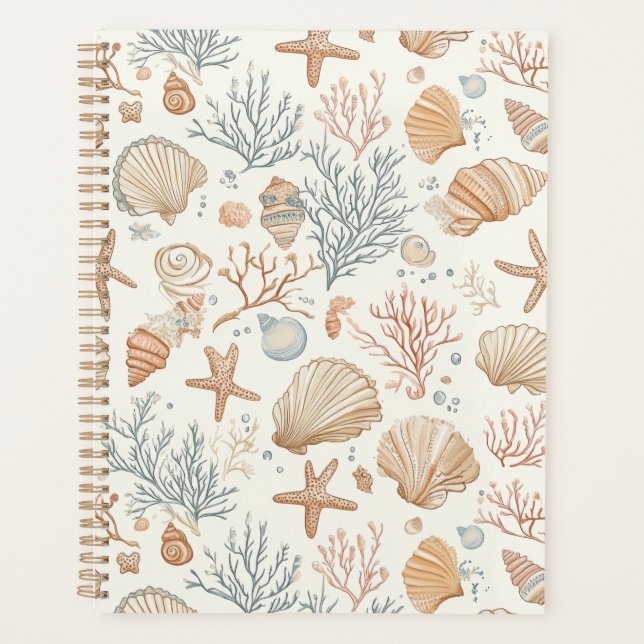 Rustic Coastal - Seashells, Starfish, Reef (32) Planner (Front)