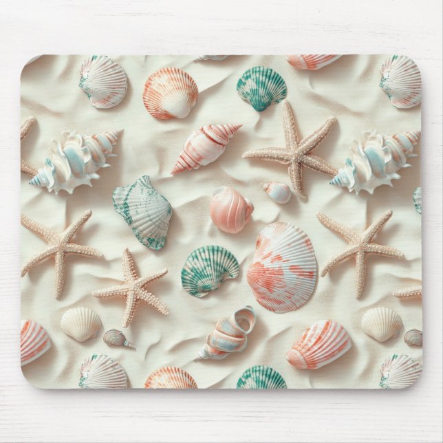 Rustic Coastal - Seashells, Starfish, Reef (33) Mouse Pad (Front)