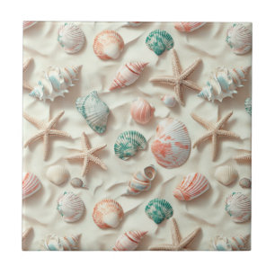 Rustic Coastal - Seashells, Starfish, Reef (33) Tile