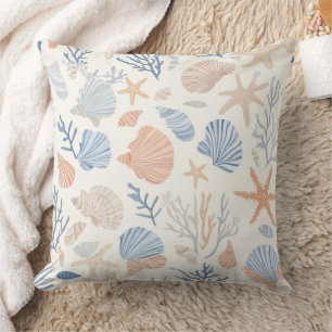 Rustic Coastal - Seashells, Starfish, Reef (34) Cushion