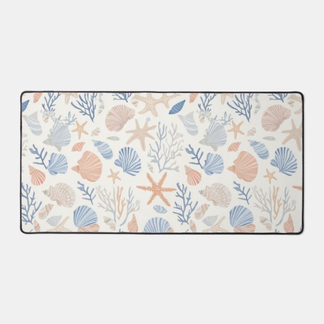 Rustic Coastal - Seashells, Starfish, Reef (34) Desk Mat (Front)