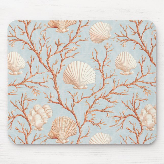 Rustic Coastal - Seashells, Starfish, Reef (36) Mouse Pad (Front)