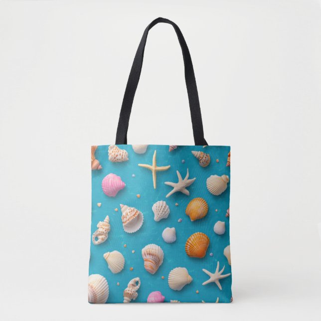 Rustic Coastal - Seashells, Starfish, Reef (3) Tote Bag (Front)