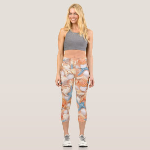Rustic Coastal - Seashells, Starfish, Reef (4) Cap Capri Leggings