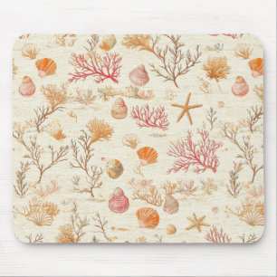 Rustic Coastal - Seashells, Starfish, Reef (5) Mouse Pad