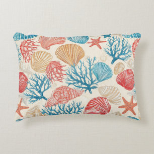 Rustic Coastal - Seashells, Starfish, Reef (7) Decorative Cushion
