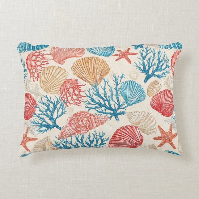 Rustic Coastal - Seashells, Starfish, Reef (7) Decorative Cushion (Front)