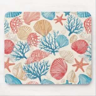 Rustic Coastal - Seashells, Starfish, Reef (7) Mouse Pad