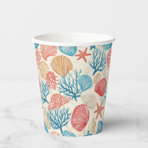 Rustic Coastal - Seashells, Starfish, Reef (7) Paper Cups